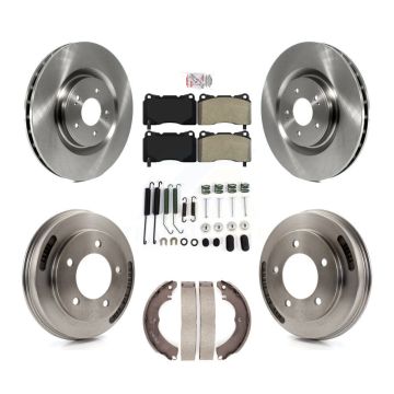 Front Rear Disc Brake Rotors Semi-Metallic Pads And Drum Kit (7Pc) For Mitsubishi Lancer K8A-107708