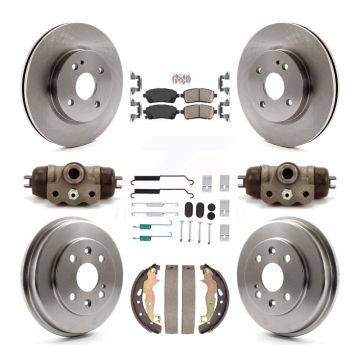 Front Rear Disc Brake Rotors Ceramic Pads And Drum Kit (9Pc) For 2011-2014 Mazda 2 K8A-107714