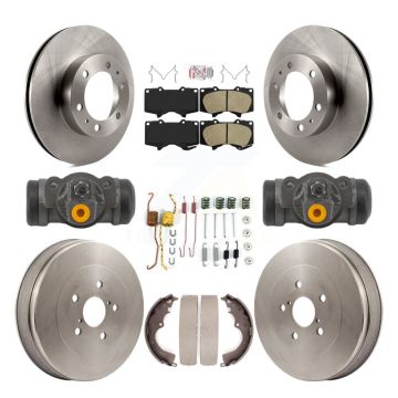 Front Rear Brake Rotor Ceramic Pad Drum Kit (9Pc) For Toyota Tacoma RWD With 6 Lug Wheels K8A-107992