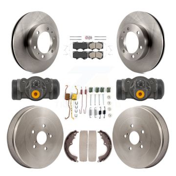 Front Rear Brake Rotor Ceramic Pad Drum Kit (9Pc) For Toyota Tacoma RWD With 6 Lug Wheels K8A-107993