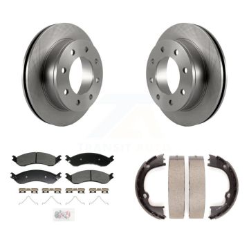 Rear Disc Rotors Semi-Metallic Pads Parking Shoes Kit For GMC Chevrolet Savana 2500 3500 K8A-108019