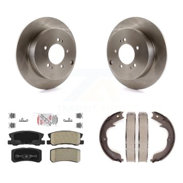 Rear Disc Rotors Ceramic Pads And Parking Brake Shoes Kit For Mitsubishi Lancer Outlander K8A-108030
