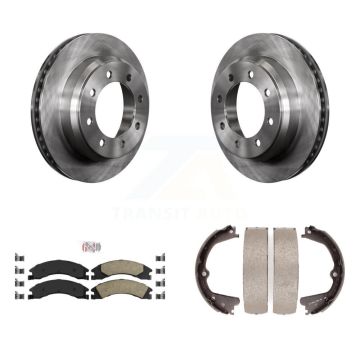 Rear Disc Rotors Ceramic Pads And Parking Shoes Kit For Ford E-350 Super Duty E-250 E-150 K8A-108056