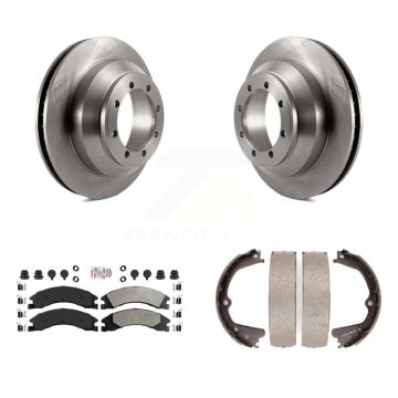 Rear Disc Rotors Semi-Metallic Pads And Parking Brake Shoes Kit For Ford E-350 Super Duty K8A-108057