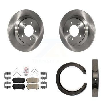 Rear Disc Rotors Ceramic Pads And Parking Brake Shoes Kit For Kia Optima K8A-108087