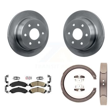 Rear Disc Rotors Ceramic Pads And Parking Shoes Kit For 2002 Chevrolet Suburban 1500 4WD K8A-108104