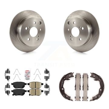 Rear Disc Rotors Ceramic Pads And Parking Brake Shoes Kit For 2010 Toyota Matrix XRS K8A-108142