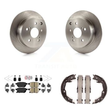 Rear Disc Rotors Ceramic Pads And Parking Brake Shoes Kit For 2010 Toyota Matrix XRS K8A-108143