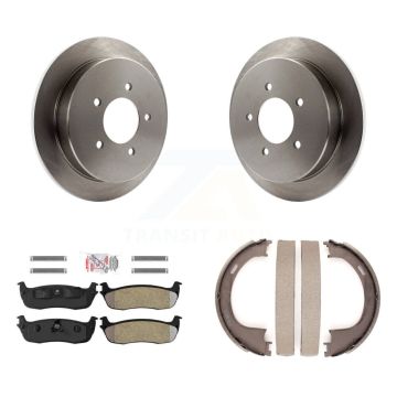 Rear Disc Rotors Semi-Metallic Pads & Parking Shoes Kit For Ford F-150 Expedition Lincoln K8A-108155