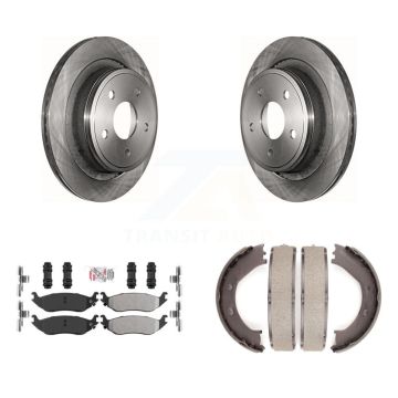 Rear Disc Rotors Semi-Metallic Pads Parking Shoes Kit For Dodge Ram 1500 Durango Chrysler K8A-108158