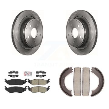 Rear Disc Rotors Semi-Metallic Pads Parking Shoes Kit For Dodge Ram 1500 Durango Chrysler K8A-108159