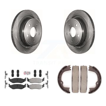 Rear Disc Rotors Semi-Metallic Pads Parking Shoes Kit For Ram 1500 Classic Dodge Chrysler K8A-108165
