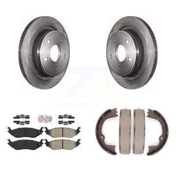 Rear Disc Rotors Semi-Metallic Pads Parking Shoes Kit For Ram 1500 Classic Dodge Chrysler K8A-108168