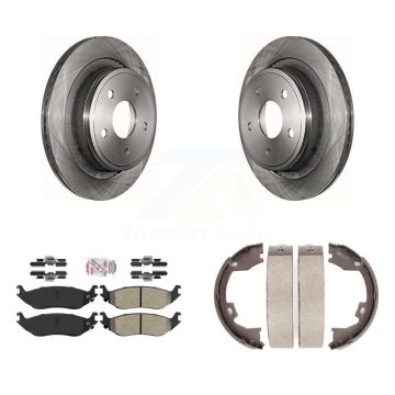 Rear Disc Rotors Semi-Metallic Pads And Parking Brake Shoes Kit For Dodge Ram 1500 K8A-108169