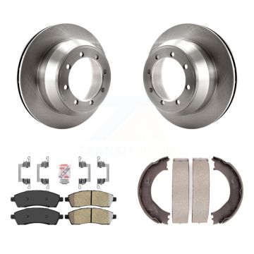 Rear Disc Rotors Semi-Metallic Pads And Parking Brake Shoes Kit For Ford F-350 Super Duty K8A-108207