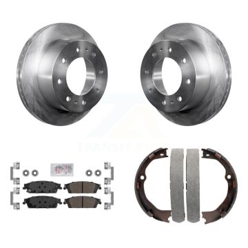 Rear Disc Rotors Semi-Metallic Pads And Parking Brake Shoes Kit For Chevrolet Suburban K8A-108238