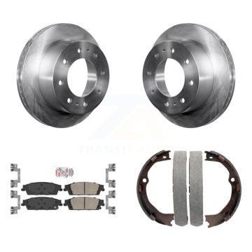 Rear Disc Rotors Ceramic Pads And Parking Brake Shoes Kit For Chevrolet Suburban K8A-108240