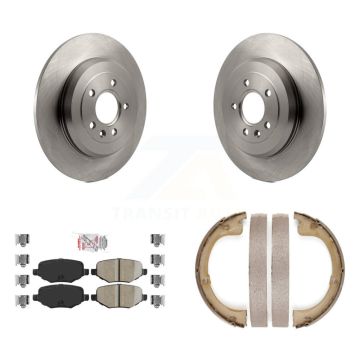 Rear Disc Rotors Ceramic Pads And Parking Brake Shoes Kit For Lincoln MKT K8A-108246