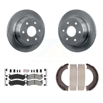 Rear Disc Rotors Semi-Metallic Pads Parking Shoes Kit For Chevrolet Silverado 2500 HD GMC K8A-108266