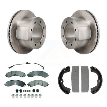 Rear Disc Rotors Semi-Metallic Pads & Parking Shoes Kit For GMC Sierra 3500 HD Chevrolet K8A-108267