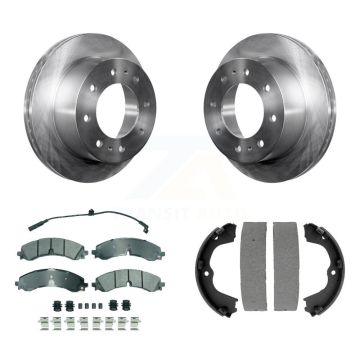 Rear Disc Rotors Semi-Metallic Pads & Parking Shoes Kit For GMC Chevrolet Sierra 2500 HD K8A-108268