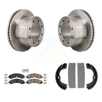 Rear Disc Rotors Ceramic Pads & Parking Brake Shoes Kit For GMC Sierra 3500 HD Chevrolet K8A-108269