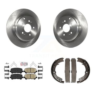 Rear Disc Rotors Ceramic Pads And Parking Brake Shoes Kit For 2011-2017 Honda Odyssey K8A-108292