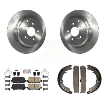 Rear Disc Rotors Ceramic Pads And Parking Brake Shoes Kit For 2011-2017 Honda Odyssey K8A-108293