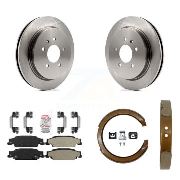 Rear Disc Rotors Semi-Metallic Pads And Parking Brake Shoes Kit For Cadillac CTS STS K8A-108304