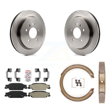 Rear Disc Rotors Semi-Metallic Pads And Parking Brake Shoes Kit For Cadillac STS K8A-108306