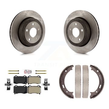 Rear Disc Rotors Semi-Metallic Pads Parking Shoes Kit For 06-10 Jeep Grand Cherokee SRT8 K8A-108308