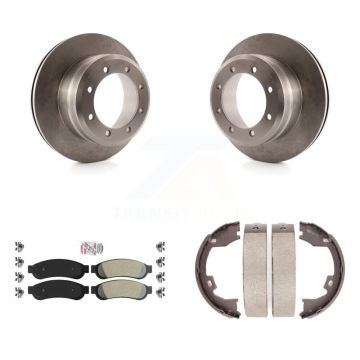 Rear Disc Rotors Semi-Metallic Pads And Parking Shoes Kit For Ford F-350 Super Duty F-450 K8A-108311