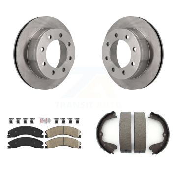Rear Disc Rotors Ceramic Pads And Parking Brake Shoes Kit For Chevrolet Express 4500 K8A-108324