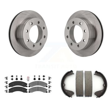 Rear Disc Rotors Semi-Metallic Pads & Parking Brake Shoes Kit For Chevrolet Express 4500 K8A-108326