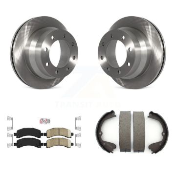 Rear Disc Rotors Ceramic Pads And Parking Brake Shoes Kit For Chevrolet Express 4500 K8A-108335