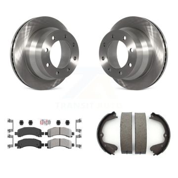 Rear Disc Rotors Semi-Metallic Pads & Parking Brake Shoes Kit For Chevrolet Express 4500 K8A-108336