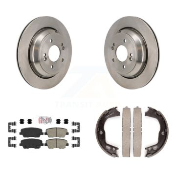 Rear Disc Rotors Ceramic Pads And Parking Brake Shoes Kit For 2011-2013 Hyundai Equus K8A-108348