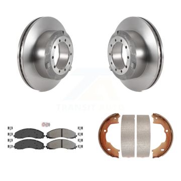 Rear Disc Rotors Semi-Metallic Pads And Parking Shoes Kit For Ford F-450 Super Duty F-550 K8A-108383