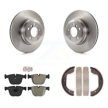 Rear Disc Rotors Semi-Metallic Pads And Parking Brake Shoes Kit For BMW X5 X6 K8A-108395