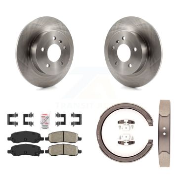 Rear Disc Rotors Ceramic Pads Parking Shoes Kit For 06-11 Cadillac DTS With 5 Lug Wheels K8A-108428