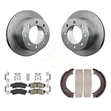 Rear Disc Rotors Ceramic Pads And Parking Brake Shoes Kit For 2001 GMC Sierra 3500 K8A-108429