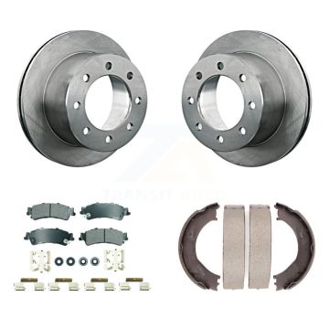Rear Disc Rotors Semi-Metallic Pads And Parking Brake Shoes Kit For 2001 GMC Sierra 3500 K8A-108430