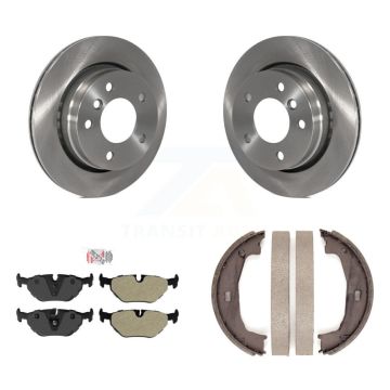Rear Disc Rotors Semi-Metallic Pads And Parking Brake Shoes Kit For BMW 320i 323Ci 323i K8A-108466