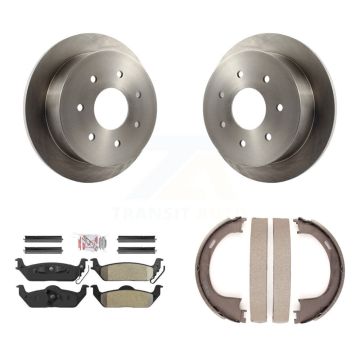 Rear Disc Rotors Semi-Metallic Pads And Parking Brake Shoes Kit For Ford F-150 K8A-108490