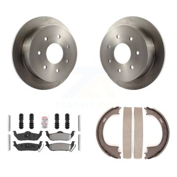 Rear Disc Rotors Semi-Metallic Pads And Parking Brake Shoes Kit For Ford F-150 K8A-108494