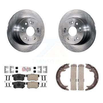 Rear Disc Rotors Ceramic Pads And Parking Brake Shoes Kit For 2002-2004 Honda CR-V K8A-108568