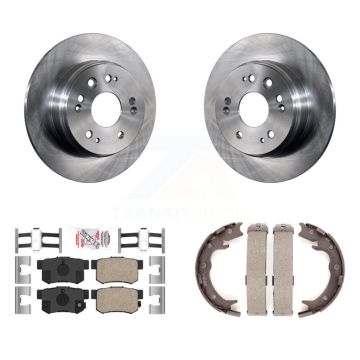Rear Disc Rotors Ceramic Pads And Parking Brake Shoes Kit For 2002-2004 Honda CR-V K8A-108569