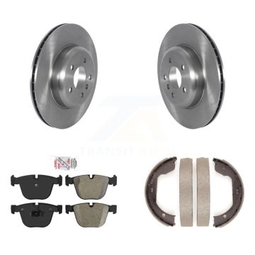 Rear Disc Rotors Semi-Metallic Pads Parking Shoes Kit For BMW 535i GT xDrive 740Li 740i 7 K8A-108579