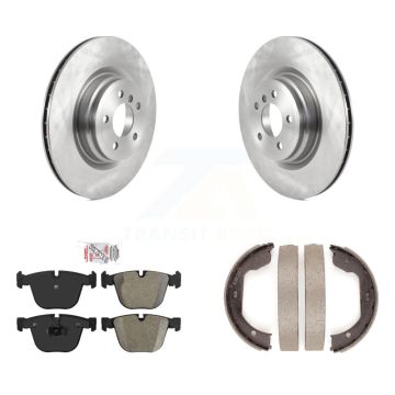 Rear Disc Rotors Semi-Metallic Pads Parking Shoes Kit For BMW 750i xDrive 750Li 550i GT 7 K8A-108580