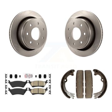 Rear Disc Rotors Ceramic Pads & Parking Shoes Kit For 12-14 Ford F-150 With 7 Lug Wheels K8A-108585